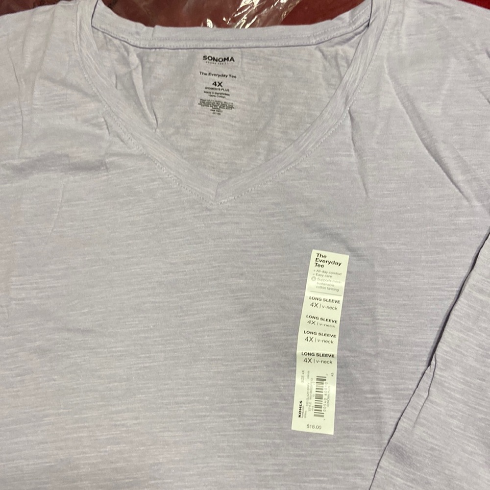 Sonoma The Everyday Long sleeve Tee, Size 4x, cotton, v neck